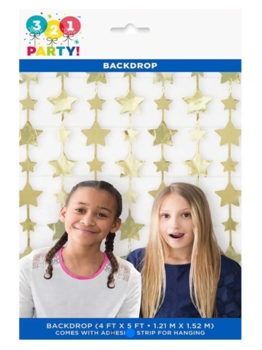 321 Party Foil Star Photo Booth Backdrop + Adhesive for Hanging *NEW*